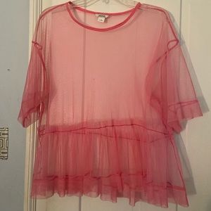 Monki pink sheer top size S